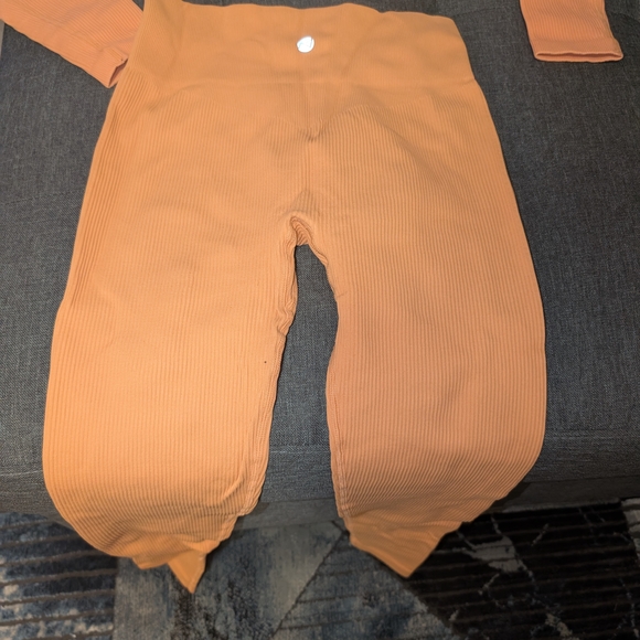 Orange Ribbed Two-Piece Set - Picture 2 of 2
